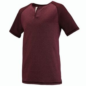 Augusta Sportswear 2152 - Linear Fusion Short Sleeve Henley Cardinal/ Black Fusion