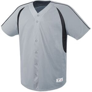 HighFive 312080 - Adult Impact Full Button Jersey Silver Grey/Black