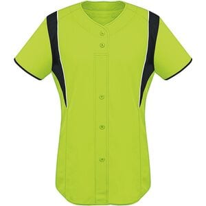 HighFive 312142 - Ladies Faux Front Jersey Lime/ Black/ White