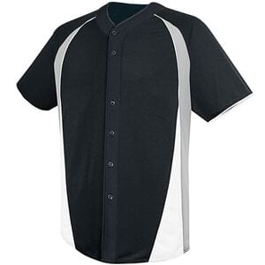 HighFive 312220 - Adult Ace Full Button Jersey Black/ Silver Grey/ White