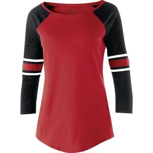 Holloway 229387 - Juniors' Loyalty Shirt Scarlet/Black Sparkle/White