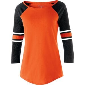 Holloway 229387 - Juniors' Loyalty Shirt Orange/Black Sparkle/White