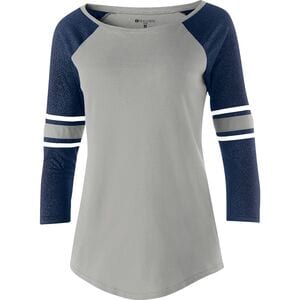 Holloway 229387 - Juniors' Loyalty Shirt Athletic Heather/Navy Sparkle/White