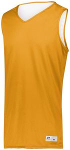 Russell 5R9DLM - Undivided Solid Single Ply Reversible Jersey Gold/White