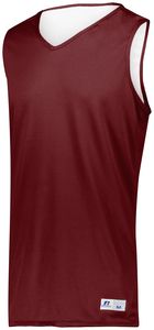 Russell 5R9DLM - Undivided Solid Single Ply Reversible Jersey Cardinal/White