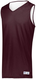 Russell 5R9DLM - Undivided Solid Single Ply Reversible Jersey Maroon/White