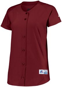 Russell 737VTX - Ladies Stretch Faux Button Jersey Cardinal