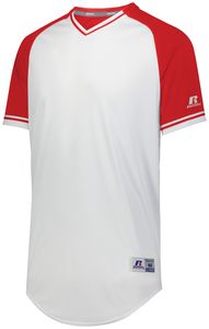 Russell R01X3B - Youth Classic V Neck Jersey White/True Red/White