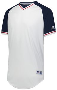 Russell R01X3B - Youth Classic V Neck Jersey White/Navy/True Red