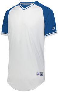 Russell R01X3B - Youth Classic V Neck Jersey White/ Royal/ White