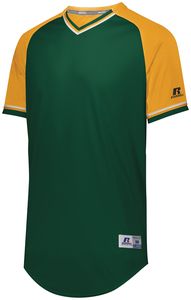 Russell R01X3B - Youth Classic V Neck Jersey Dark Green/ Gold/ White