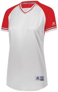 Russell R01X3X - Ladies Classic V Neck Jersey White/True Red/White
