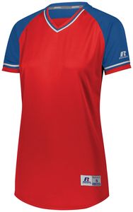 Russell R01X3X - Ladies Classic V Neck Jersey True Red/Royal/White