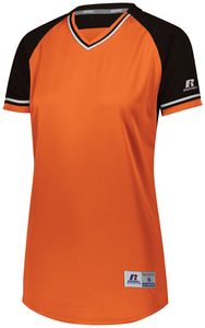 Russell R01X3X - Ladies Classic V Neck Jersey Burnt Orange/Black/White