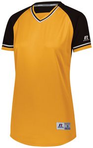 Russell R01X3X - Ladies Classic V Neck Jersey Gold/Black/White