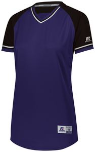 Russell R01X3X - Ladies Classic V Neck Jersey Purple/Black/White