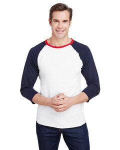 LAT LA6930 - Remera de jersey fino de béisbol para hombre White / Navy / Red