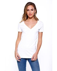 StarTee ST1412 - Ladies CVC V-Neck T-Shirt Blanco
