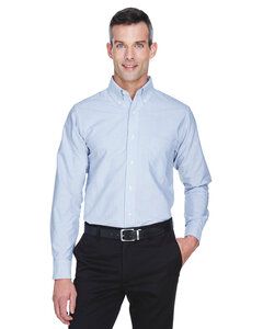 UltraClub 8970 - Men's Classic Wrinkle-Resistant Long-Sleeve Oxford Blue/white