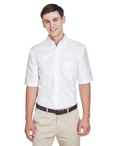 UltraClub 8972 - Men's Classic Wrinkle-Resistant Short-Sleeve Oxford Blanco