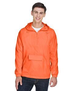 UltraClub 8925 - Adult Quarter-Zip Hooded Pullover Pack-Away Jacket