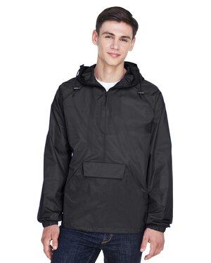 UltraClub 8925 - Adult Quarter-Zip Hooded Pullover Pack-Away Jacket