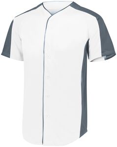 Augusta Sportswear 1656 - Youth Full Button Baseball Jersey White/Graphite