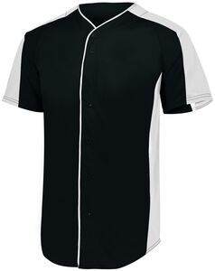 Augusta Sportswear 1655 - Full Button Baseball Jersey Negro / Blanco