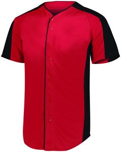Augusta Sportswear 1655 - Full Button Baseball Jersey Rojo / Negro