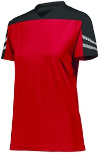 HighFive 322952 - Ladies Anfield Soccer Jersey  Scarlet/ Black/ White