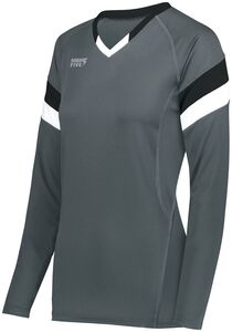 HighFive 342242 - Ladies Tru Hit Tri Color Long Sleeve Jersey Graphite/Black/White