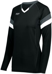 HighFive 342242 - Ladies Tru Hit Tri Color Long Sleeve Jersey Black/Graphite/White