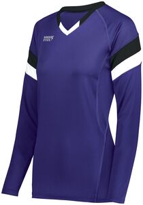 HighFive 342242 - Ladies Tru Hit Tri Color Long Sleeve Jersey Purple/Black/White