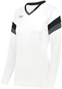 HighFive 342242 - Ladies Tru Hit Tri Color Long Sleeve Jersey White/Black/Graphite