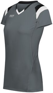 HighFive 342252 - Ladies Tru Hit Tri Color Short Sleeve Jersey Graphite/Black/White