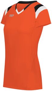 HighFive 342252 - Ladies Tru Hit Tri Color Short Sleeve Jersey Orange/Black/White