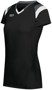 HighFive 342252 - Ladies Tru Hit Tri Color Short Sleeve Jersey Black/Graphite/White