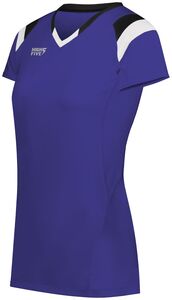 HighFive 342253 - Girls Tru Hit Tri Color Short Sleeve Jersey Purple/Black/White