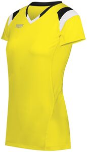 HighFive 342253 - Girls Tru Hit Tri Color Short Sleeve Jersey Electric Yellow/Black/White