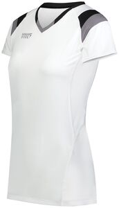 HighFive 342253 - Girls Tru Hit Tri Color Short Sleeve Jersey White/Black/Graphite