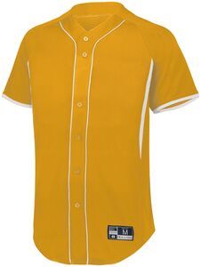 Holloway 221225 - Youth  Game7 Full Button Baseball Jersey Light Gold/White