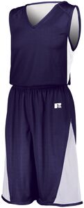 Russell 5R6DLM - Undivided Single Ply Reversible Shorts Purple/White