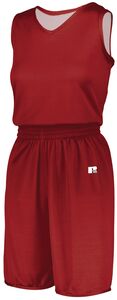 Russell 5R9DLX - Ladies Undivided Solid Single Ply Reversible Jersey True Red/White
