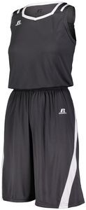 Russell 3B2X2X - Ladies Athletic Cut Shorts Dark Green/White