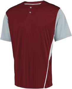 Russell 3R6X2M - Performance Two Button Color Block Jersey Cardinal/Baseball Grey