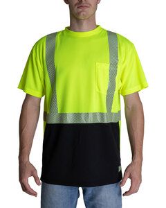 Berne HVK017 - Unisex Hi-Vis Class 2 Color Blocked Pocket T-Shirt Hi Vis Yellow