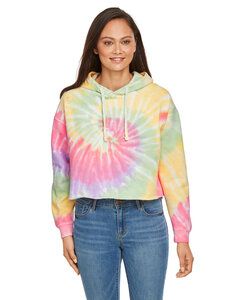 Tie-Dye CD8333 - Ladies Cropped Hooded Sweatshirt Zen Rainbow