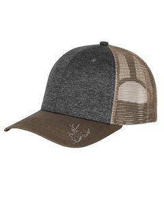 Dri Duck DI3459 - Structured Mid Profile Heather Trucker Hat Graphite/Khaki