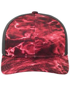 Pacific Headwear 107C - Snapback Trucker Hat Crimson/Lt Char