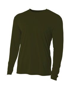 A4 N3165 - Remera de manga larga y cuello redondo Verde Militar